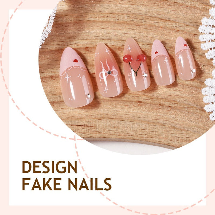 Artificial nail set with creative flower and heart designs Kalsten