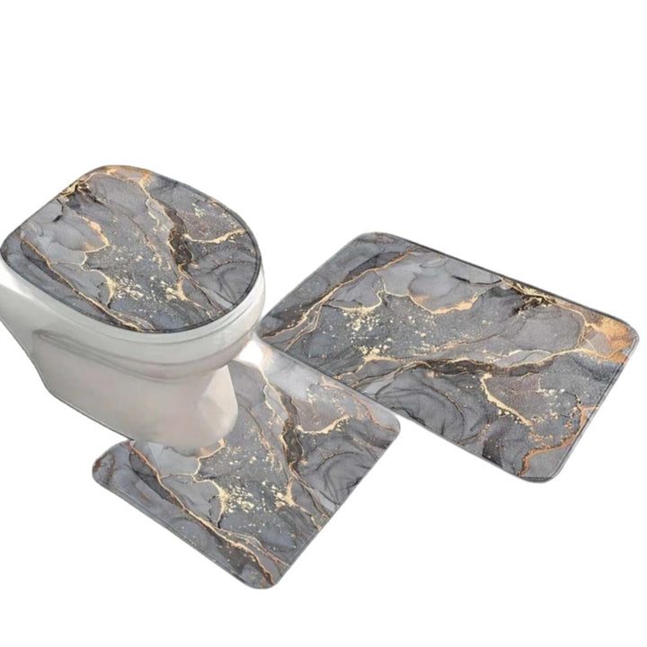 Artistic Marble Print Bath Mat Set