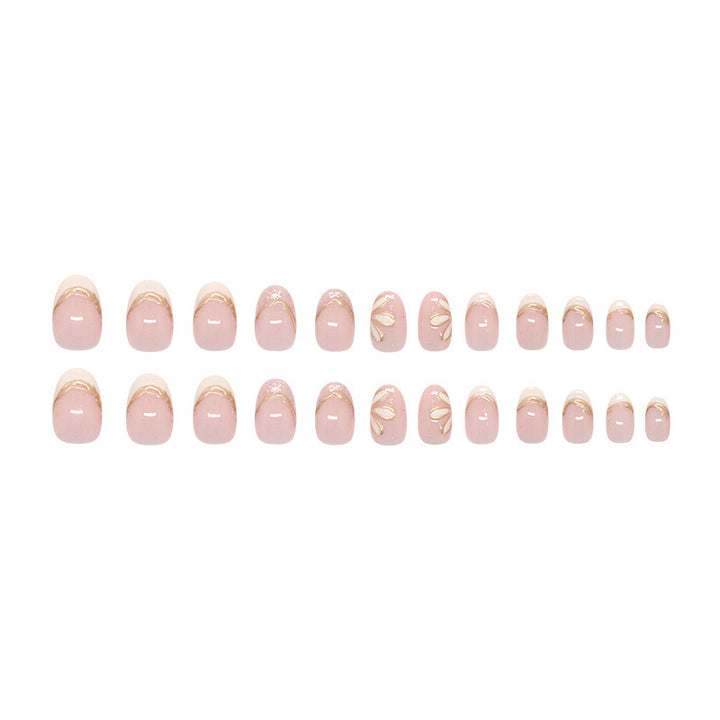 Decorative Floral French Tip Press-On Nails Kalsten
