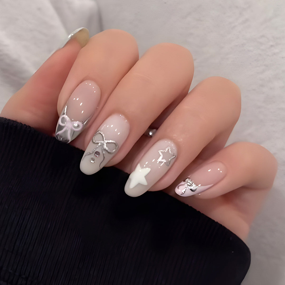 Decorative Stiletto Press-On Nails with 3D Accents Kalsten