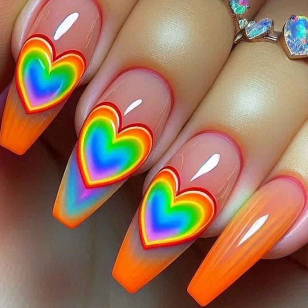 Artificial nails with Romantic Heart Design Kalsten