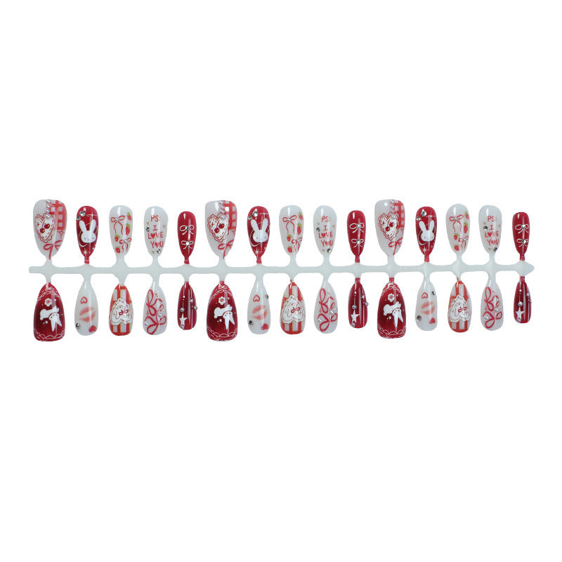 Artistic Love-Themed Press-On Nail Art Set Kalsten