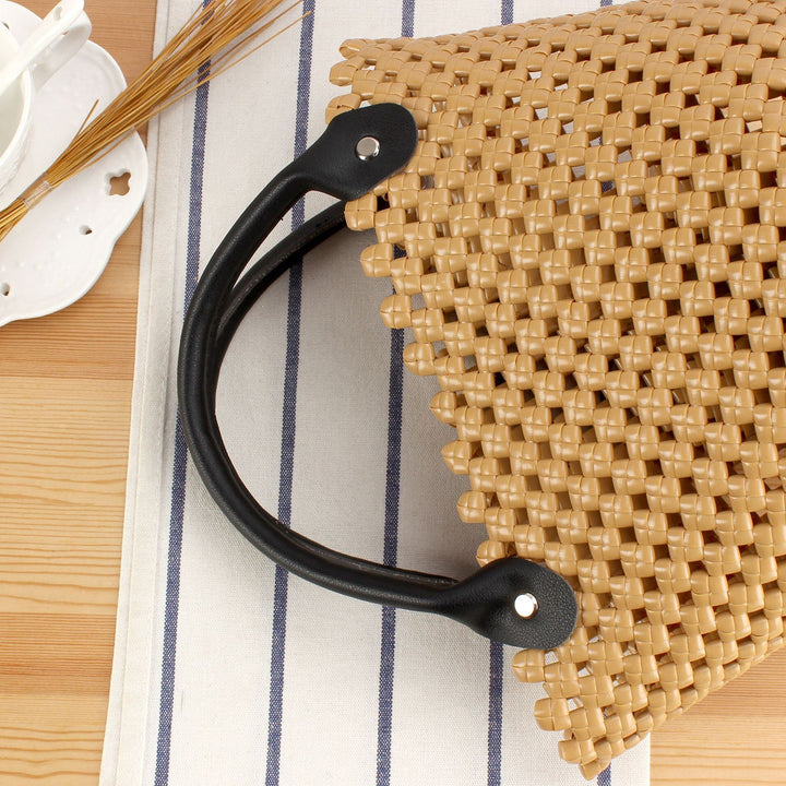 Braided shopping bag with practical leather handles Kalsten