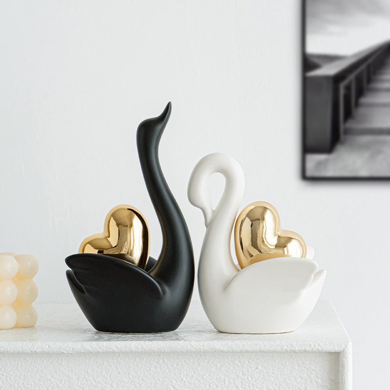 Elegant and romantic swans decorative figure Kalsten