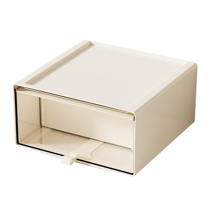 Compact stackable drawer storage box with transparent window