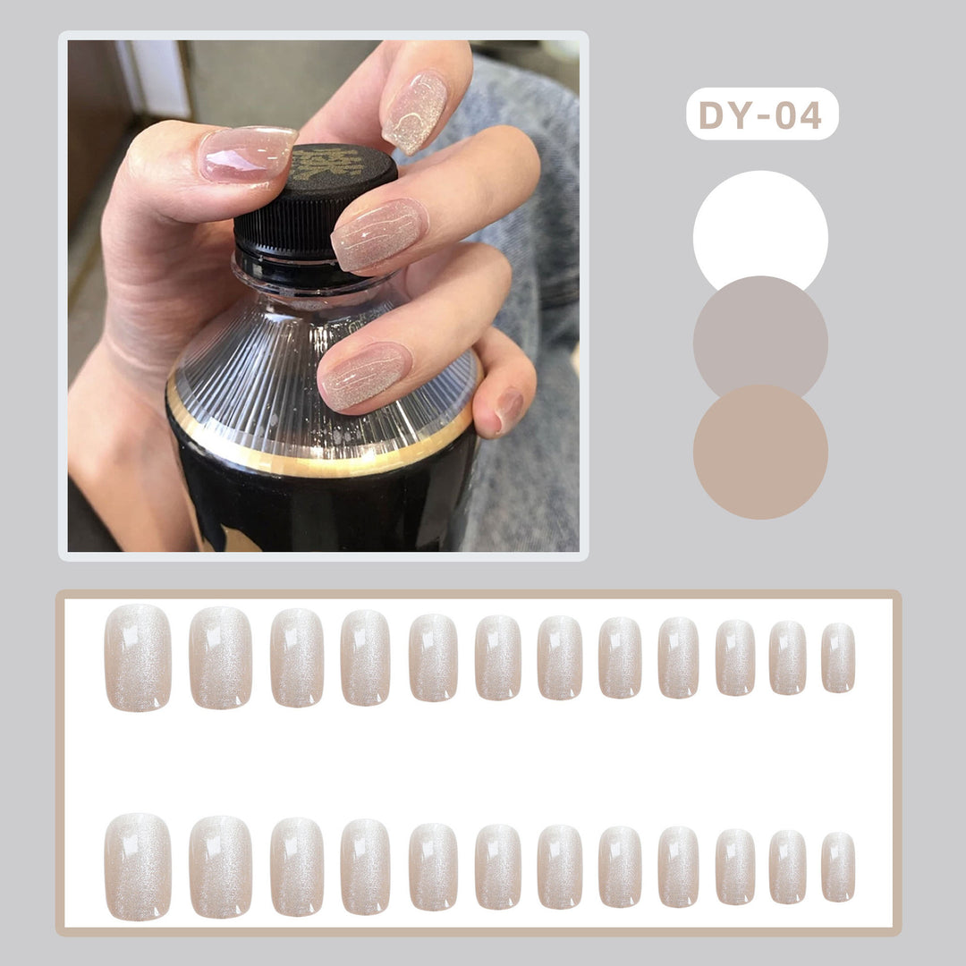 Glittery Natural Finish Press-On Nail Set Kalsten