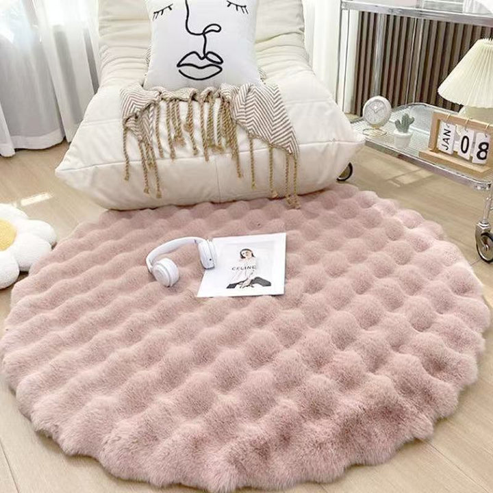 Round Textured Plush Area Rug Kalsten