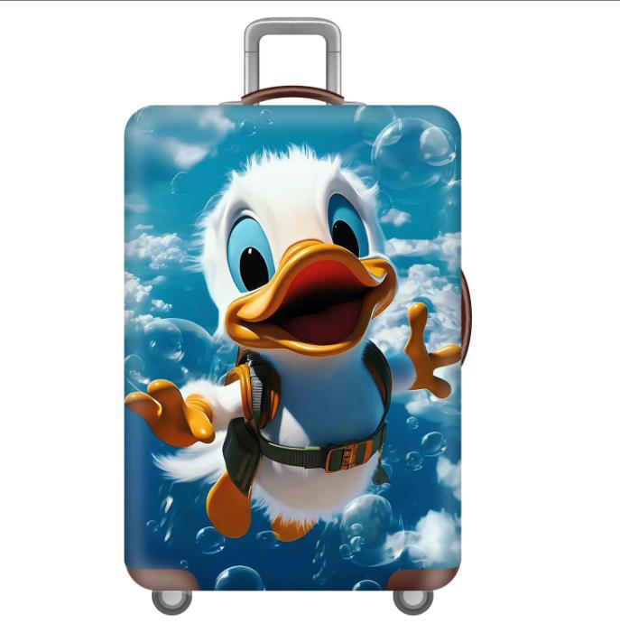 Unisex nan elastic motif suitcase cover made of stretchable polyester with handle and wheel openings Kalsten