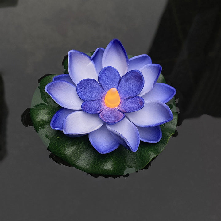 Floating LED Lotus Flower Decorative Light with Waterproof Lily-Pad Base