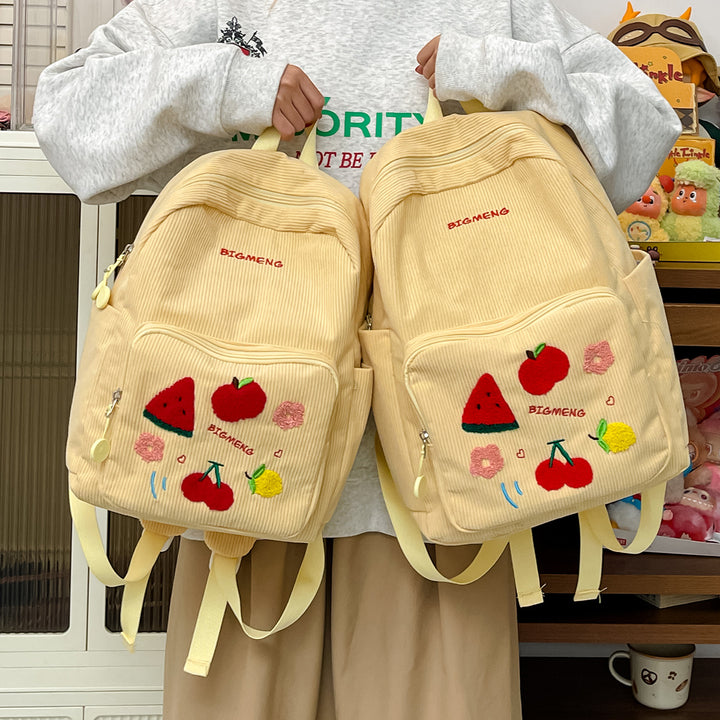 Stylish Embroidered Fruit Pattern Backpack Kalsten