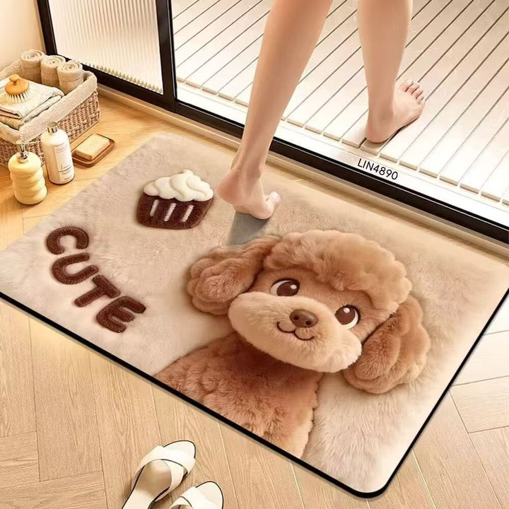 Plush Dog-Themed Kalsten Bath Mat