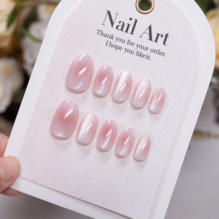 Glossy French Tip Nail Extensions