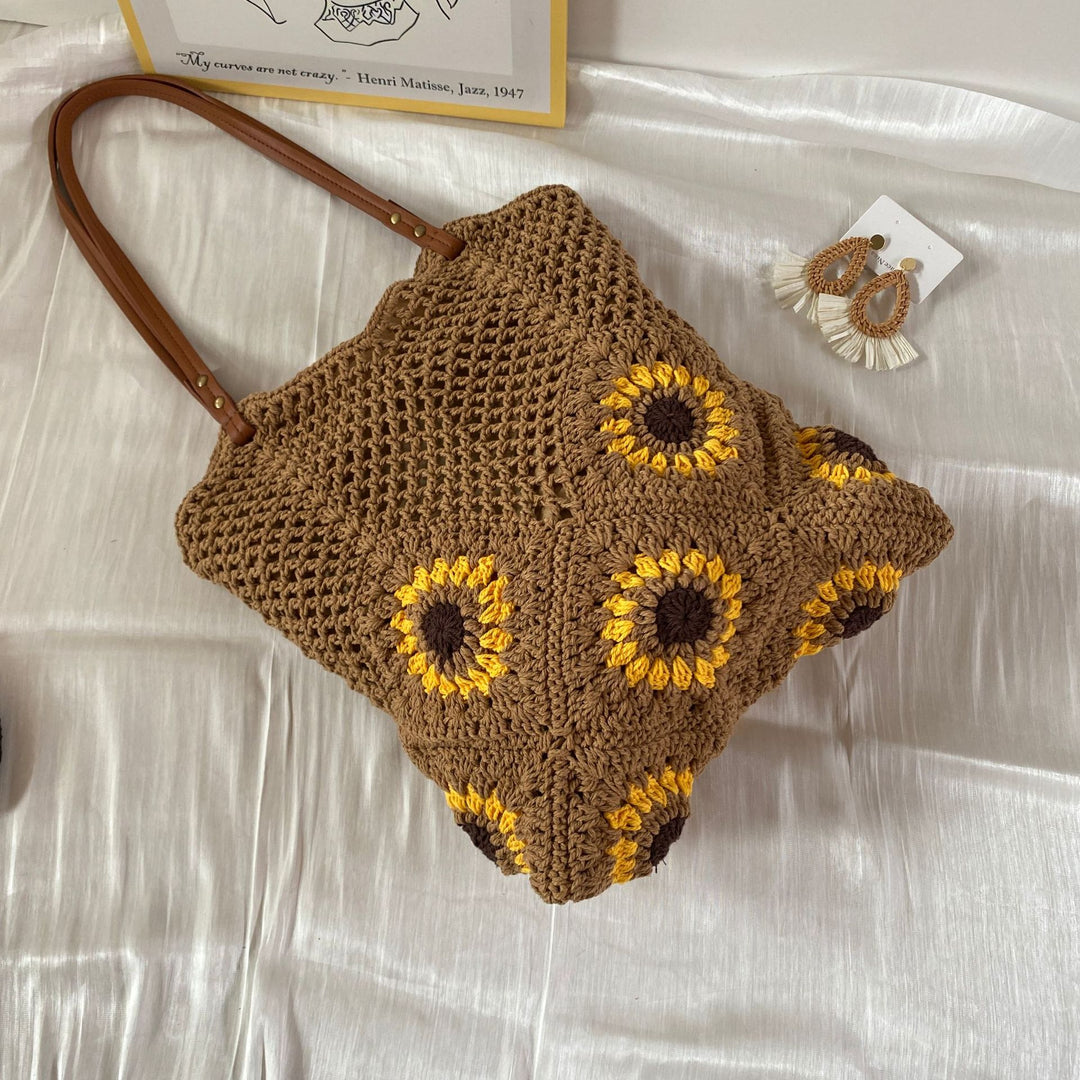 Handcrafted Macrame Bag with Unique Sunflower Pattern Kalsten