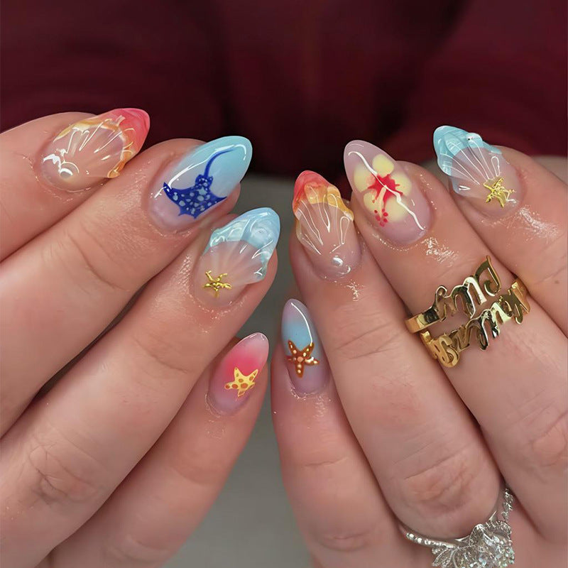 Artificial nail set with maritime and colorful designs Kalsten