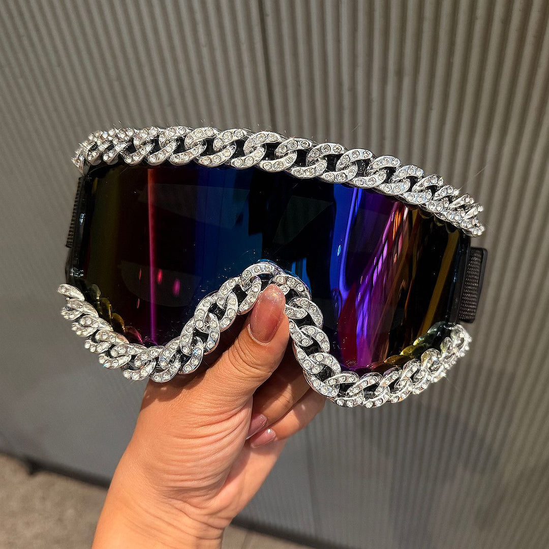 Ladies sporty elegant ski goggles with rhinestone decorated frame Kalsten