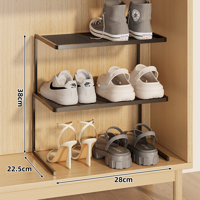 Compact Double-Layer Adjustable Shoe Shelf Riser for Cabinet and Closet