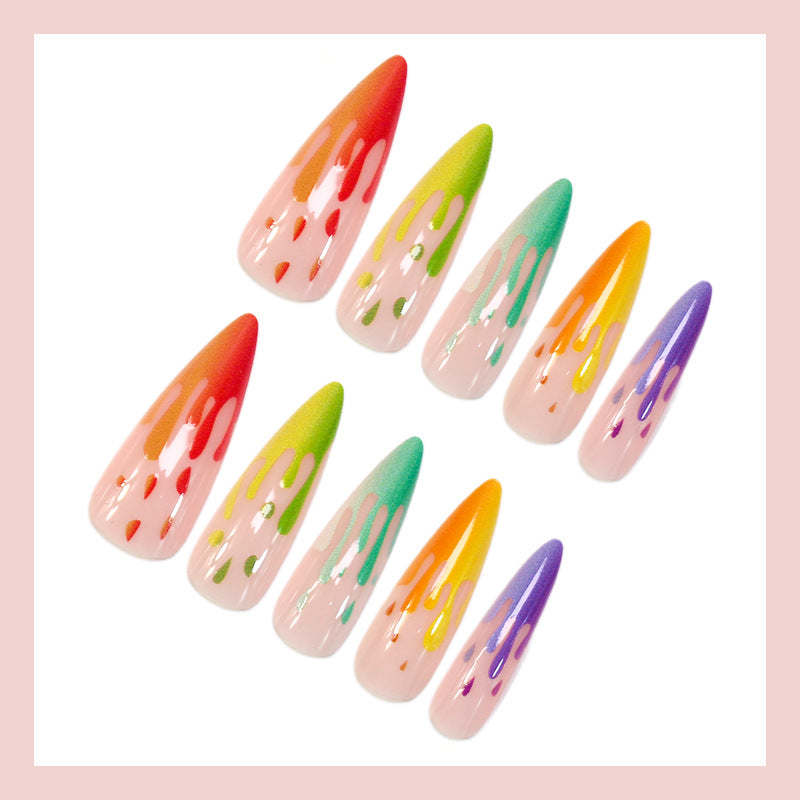 Acrylic nail set with stylish water droplet pattern Kalsten