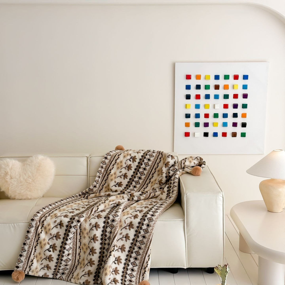 Extra soft Sherpa throw blanket with Scandinavian Norwegian pattern