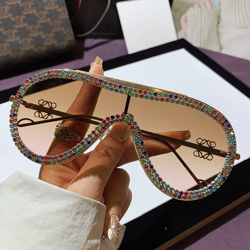 Women's Glamorous Oversized Sunglasses with Rhinestone Accents Kalsten