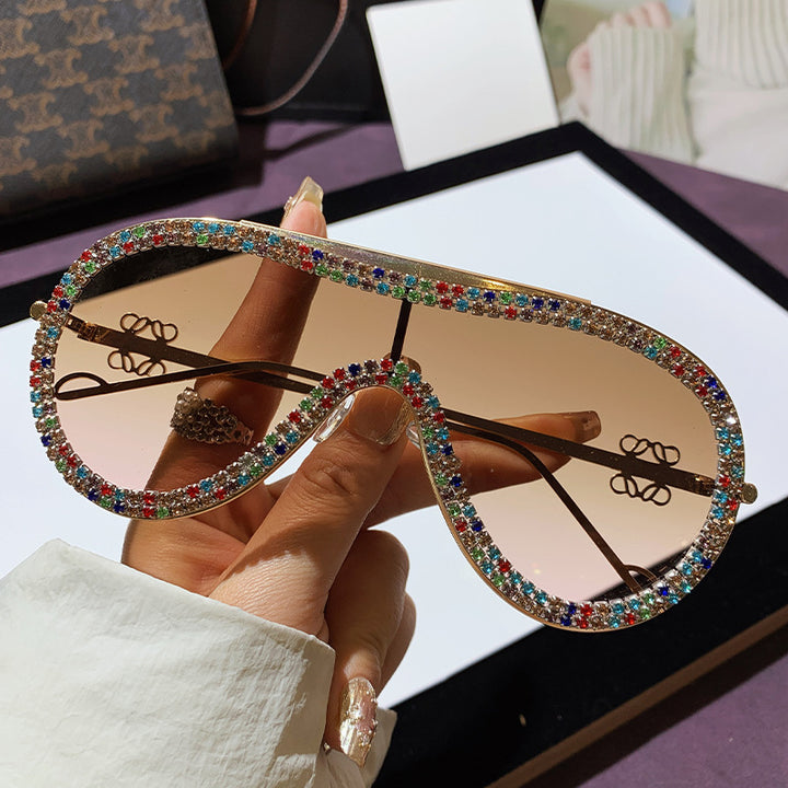 Women's Glamorous Oversized Sunglasses with Rhinestone Accents Kalsten