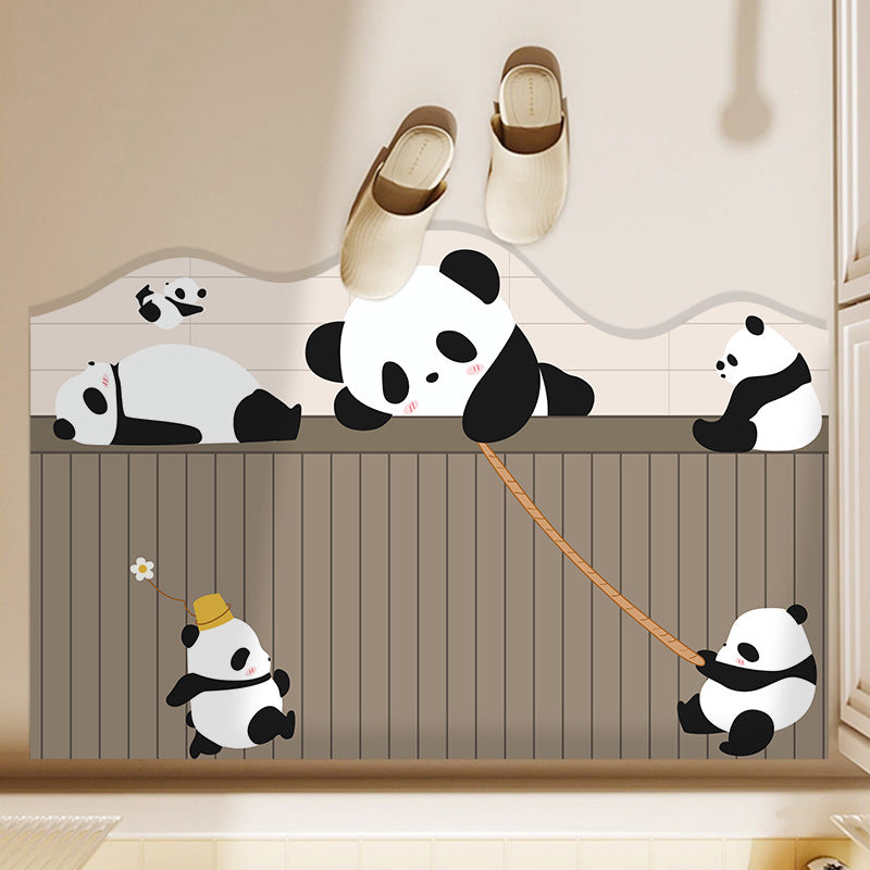 Playful Panda-Themed Bathroom Mat