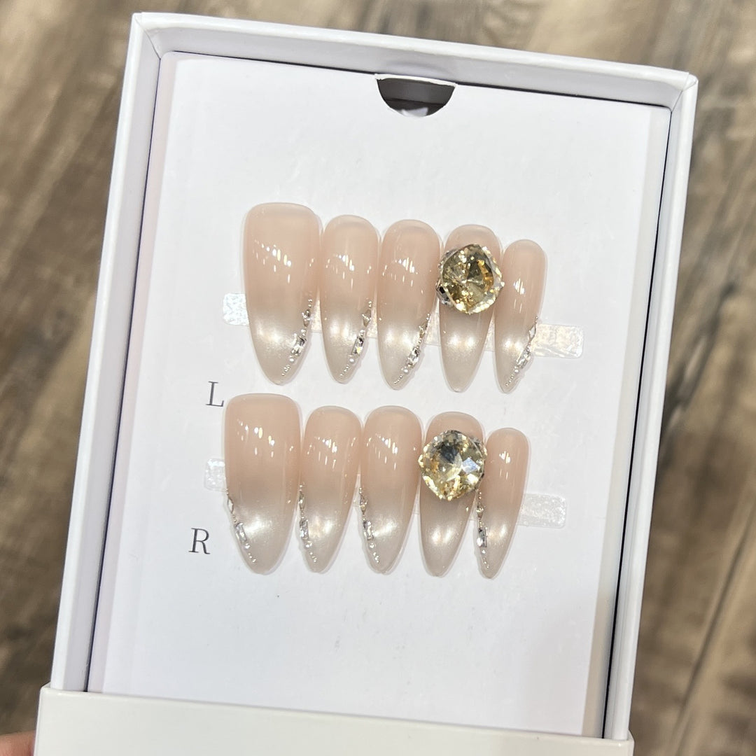 Elegant Stiletto Nail Art Set with Crystal Embellishments Kalsten