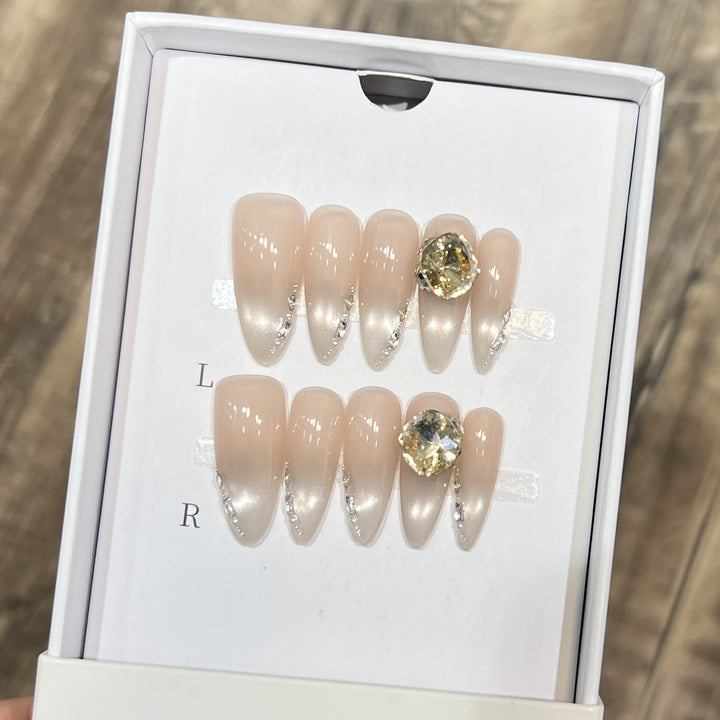 Elegant Stiletto Nail Art Set with Crystal Embellishments Kalsten