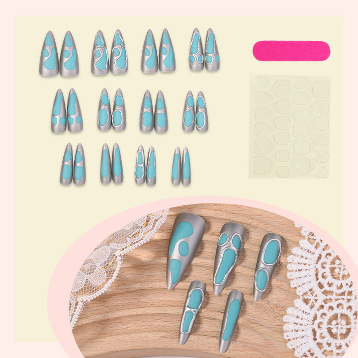 Acrylic nail set with modern geometric designs Kalsten