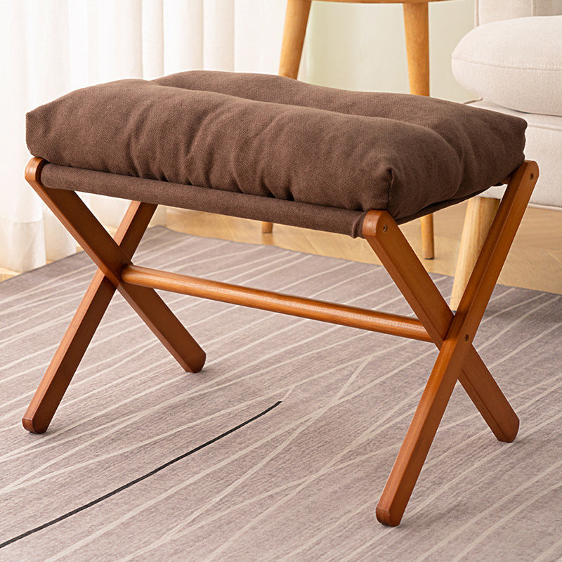 Folding Stool with Padded Seat and Stable Wooden Frame Kalsten