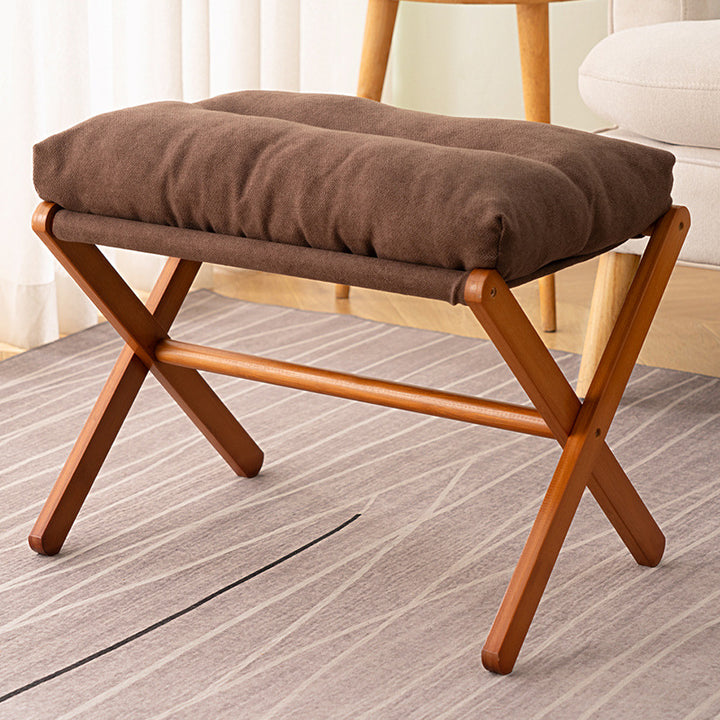 Foldable Stool With Padded Seat And Sturdy Wooden Structure Kalsten
