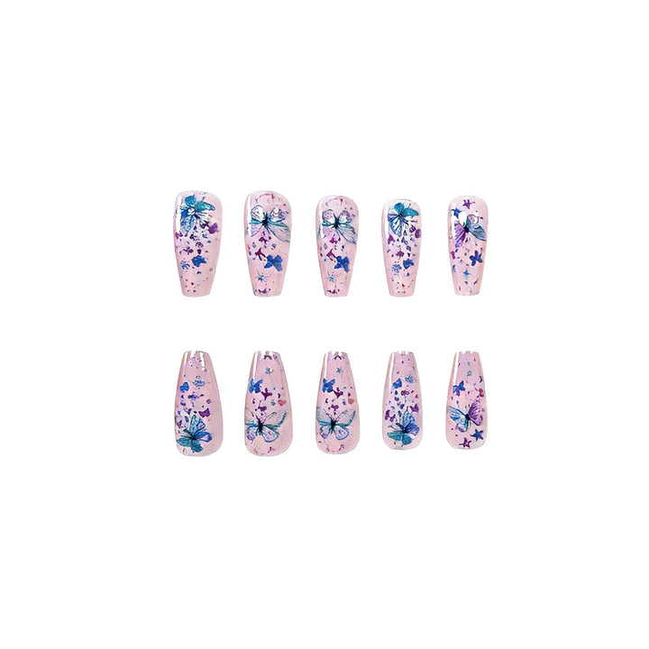 Butterfly-Themed Decorative Press-On Nail Art Kalsten