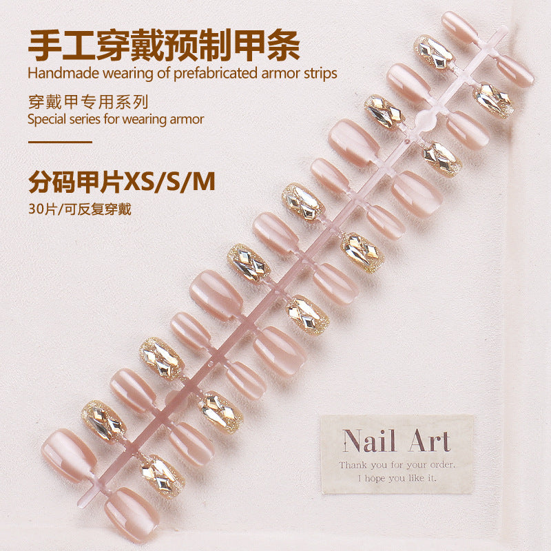 Glamorous Press-On Nail Art Set with Rhinestone Accents Kalsten