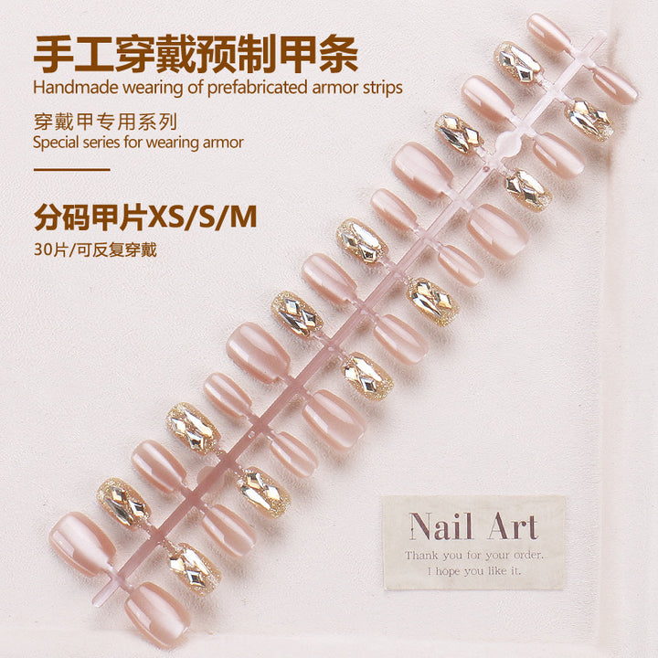 Glamorous Press-On Nail Art Set with Rhinestone Accents Kalsten