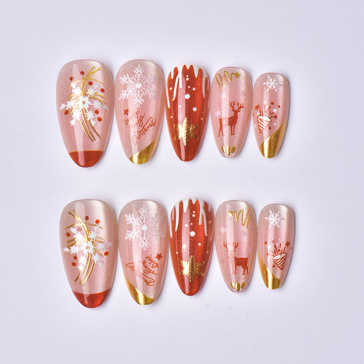 Festive Holiday Theme Press-On Nail Art Set Kalsten