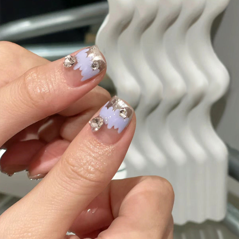 Artistic Press-On Nail Set with Floral and Heart Designs Kalsten