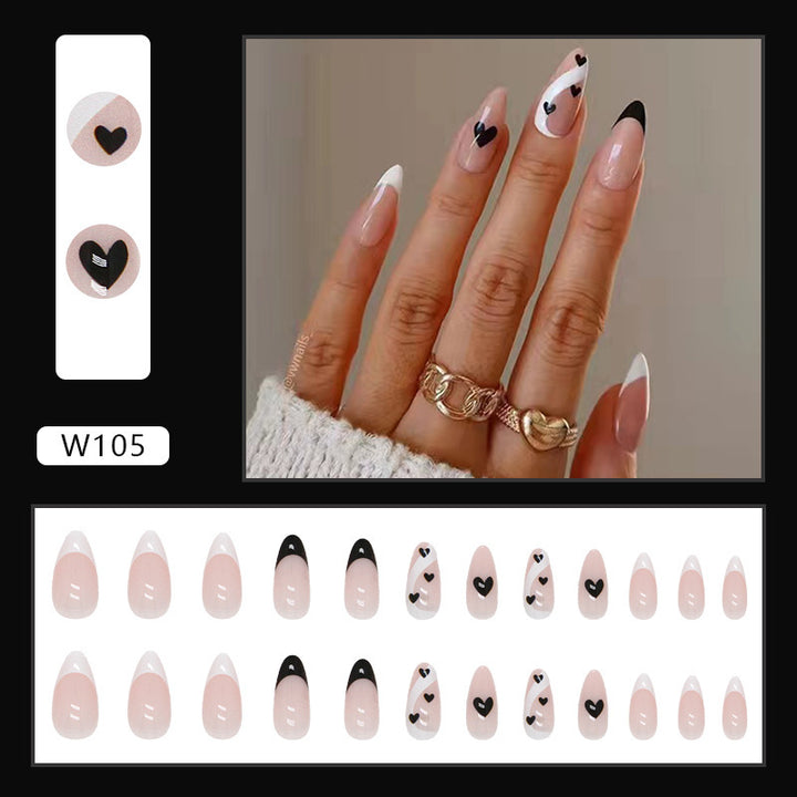 Decorative Press-On Nail Art Set with Heart Motifs
