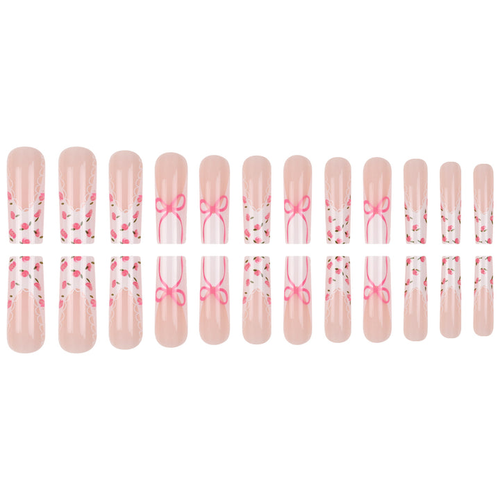 Floral Bow-Embellished Press-On Nail Set Kalsten
