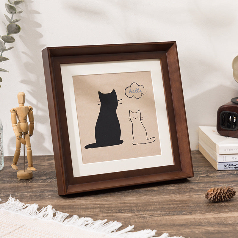 Artistic Cat Illustration Picture Frame for Wall Decor