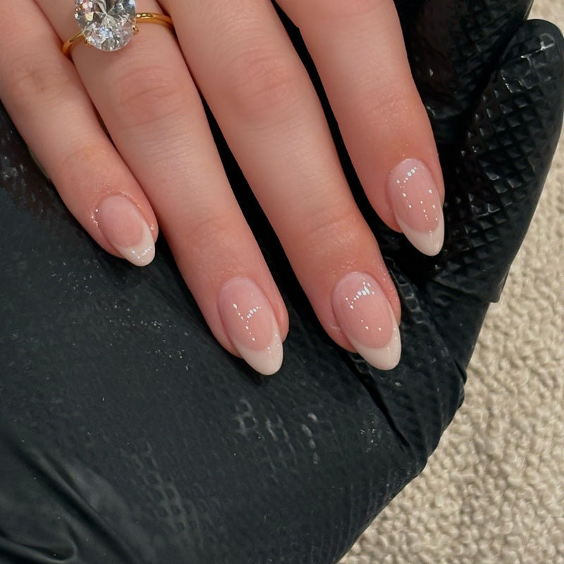 Glossy French Tip Press-On Nails with Elegant Almond Shape Kalsten