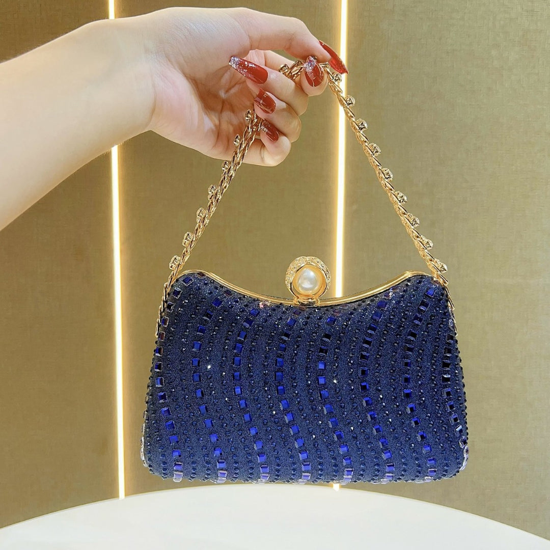 Pearl-Accented Beaded Evening Clutch