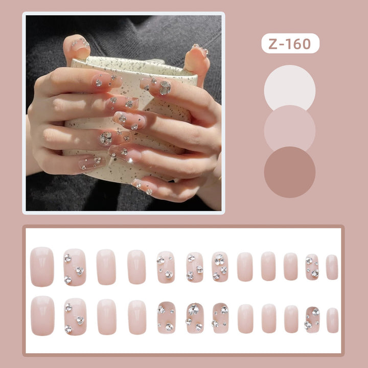 Glamorous Rhinestone-Decorated Press-On Nails Kalsten