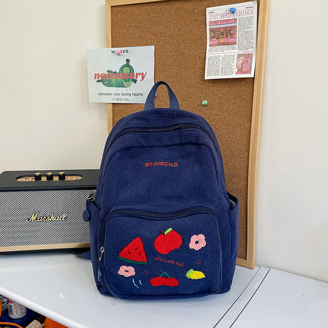 Stylish Embroidered Fruit Pattern Backpack Kalsten