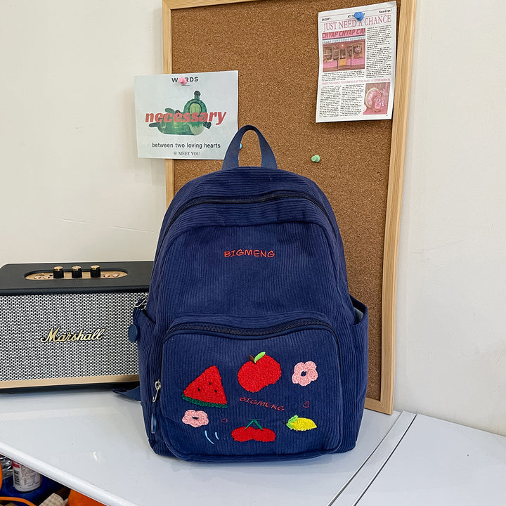 Stylish Embroidered Fruit Pattern Backpack Kalsten