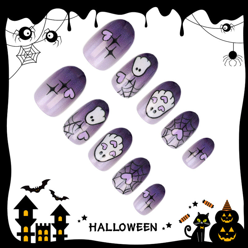 Halloween Artificial Nail Set with Ghost and Spider Designs Kalsten