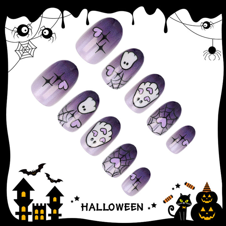 Halloween Artificial Nail Set with Ghost and Spider Designs Kalsten