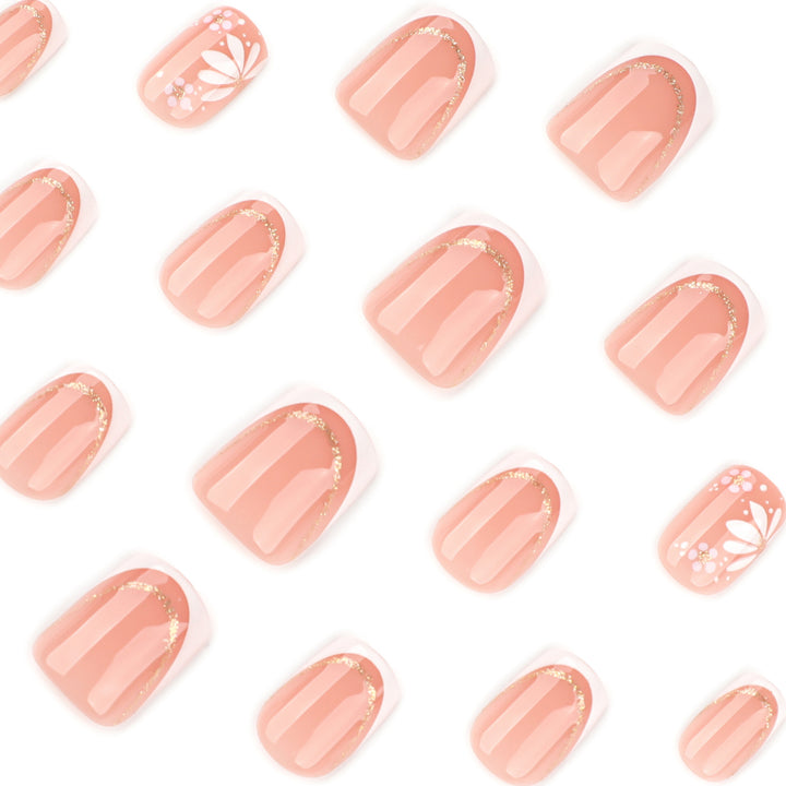 Artistic nail extensions with floral design and elegant accents Kalsten