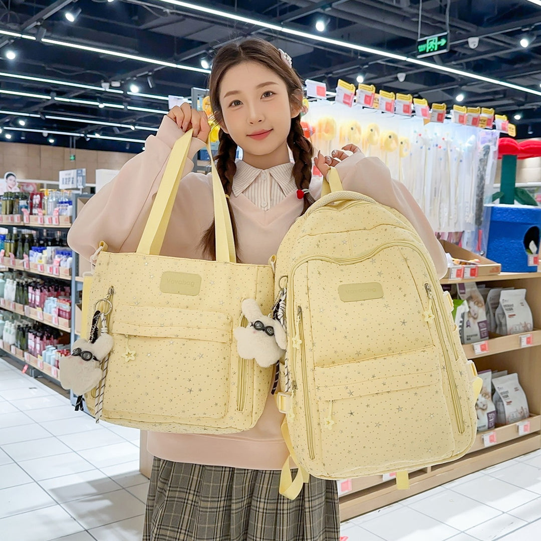 Stylish Multi-Compartment Backpack with Decorative Accents Kalsten
