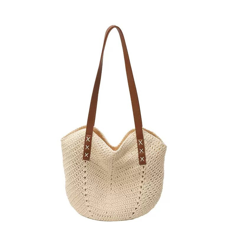 Shoulder Bag Made of Hand-Woven Straw Mix Kalsten
