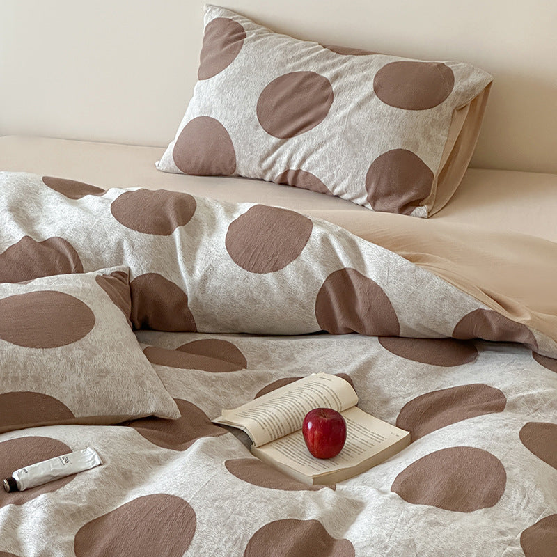 Bedding set made of cotton-linen with oversized polka dot pattern