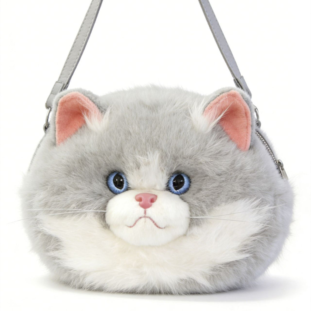 Playful Plush Cat-Themed Crossbody Bag Kalsten